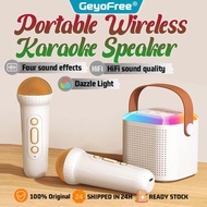 GeyoFree 2023 Bluetooth karaoke set system portable Mini speaker dual microphone Dazzle Light karaoke Home KTV with wireless mic