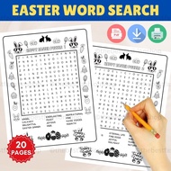 A044 [PDF] Easter Word Search Activity Pages Printable Puzzle Worksheet