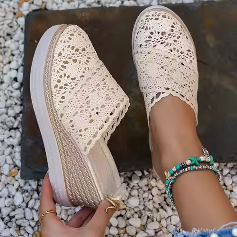 Closed Toe Wedge Heels Slippers for Women 2025 Summer Hollow Out Breathable Platform Sandals Woman L