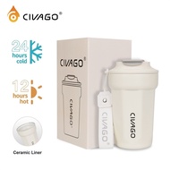 Civago（13oz）Ceramic liner Stainless Steel Coffee Mug With Lid Vacuum Flask Hot And Cold Tumbler