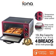 Iona GL103 10L Toaster Oven | Red Color | Able to Fit 4 Breads