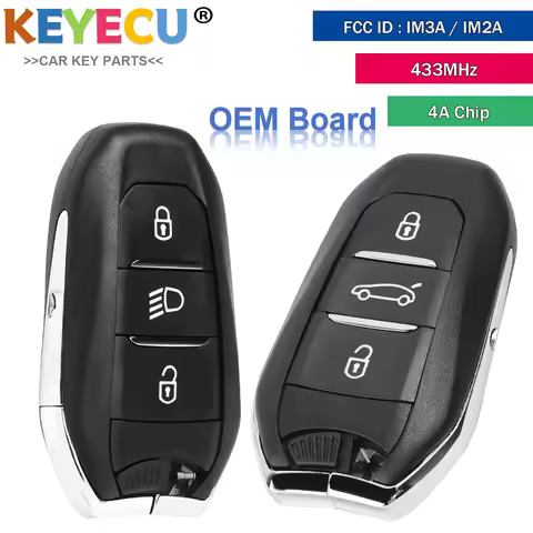 KEYECU IM2A / IM3A Remote Fob For Peugeot 308 3008 508 2010 - 2017 2018 2019 5008 4A CHIP 433.92MHz 
