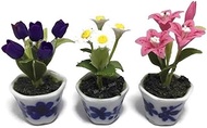 3pc Miniature Flower Clay Dollhouse Fairy Garden Mini Plant Trees Ceramic Paint Furniture Bundles Ar
