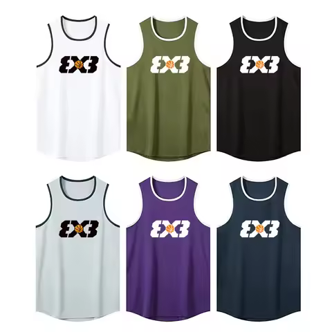 American 3X3 Basketball Sports Vest Men Summer Sleeveless Quick-drying Gym Fitness Running Loose Equ