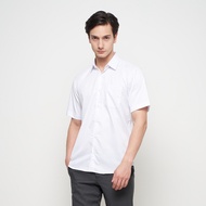 KEMEJA Men's Basic Formal Short Sleeve Plain Shirts For Office Blazer Suits