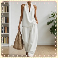 <BL>  Summer Work Outfit Women Denim Two-piece Outfit Women’s Summer Halter Denim Set – Tank Top Wid