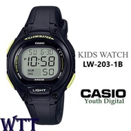 CASIO ORIGINAL LW-203-1B DIGITAL UNISEX KIDS WATCH (WATCH FOR KID / JAM TANGAN BUDAK / JAM TANGAN KA