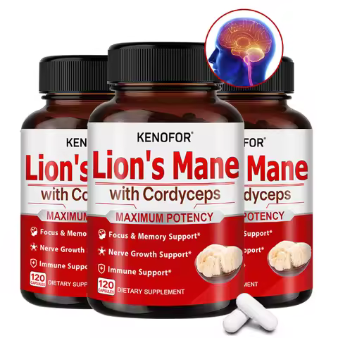 Lion's Mane - Supplement Capsules for Brain Health, Support for Focus, Memory Function - Immune & Ne