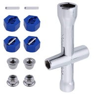 Aluminum 12mm Hex Wheel Hubs Adapters & M4 Flanged Lock Nuts for Traxxas 1/10 Slash 4X4 Stampede 4WD