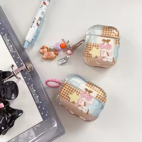 For AirPods Pro3 Pro 2 AirPods 2 3 4 Case Fashion Cute cherry pentagram pony Shock Proof Earphone Pr