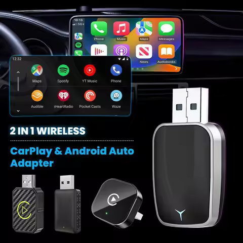 Wireless CarPlay Adapter 2-in-1 Mini CarPlay & Android Auto Convert Wired to Wireless USB-C/Type-C C