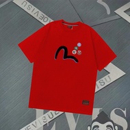 T-shirt Evisu/T-shirt Uniseks Evisu T-shirt bercetak T-shirt kasual T-shirt ringan jenama bersama AL