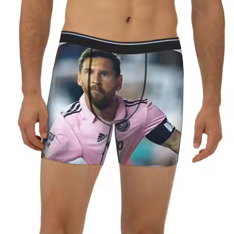 Lionel Messi , Inter Miami Long Boxer Underpants Short Men Panties Soft Underwear for Homme Man Boyf