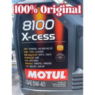 💯 #ORI  Import SINGAPORE  Motul  8100 X-Cess 5w-40 （5L） Fully Synthetic Engine Oil