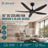 Airwit 56 Inch 5 Blade Ceiling Fan BLDC Motor 6 Speed Remote Control SIRIM Ceiling Fan Kipas Siling