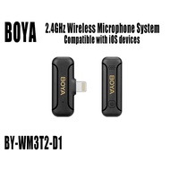BOYA 2.4GHz WIRELESS MICROPHONE SYSTEM COMPATIBLE WITH iOS DEVICES BY-WM3T2-D1