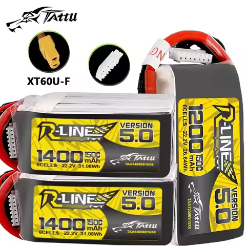 HOT TATTU R-LINE 5.0 150C 1200/1400mAh 22.2V LIPO Battery For RC Helicopter Quadcopter FPV Racing Dr