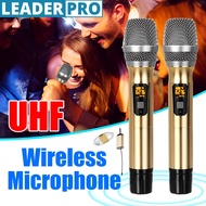 UHF Wireless Microphone Speaker System Handheld Mic Cordless 2 Mics Player With Mini Digital Receiver For Bar Show Perform
