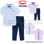 Terlaris! pabrik branded ecko shirt jeans set stripe baju setelan