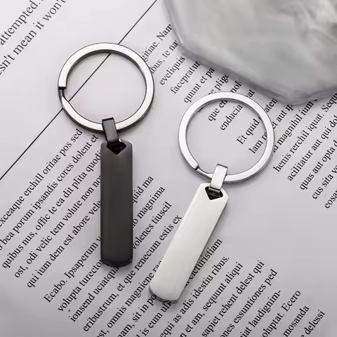 MaiLun 10pcs Engravable Bar Keychain Blank Mirror Polished Stainless Steel 9x39mm Rectangle Keychain
