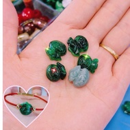 The money bag face is made of jade and water stone, pre-drilled with 2mm holes to make a bracelet wi