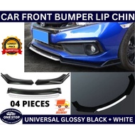 Car Front Bumper Lip Chin Body Kit Front Bumper Glossy Black and White Universal 04 PCS