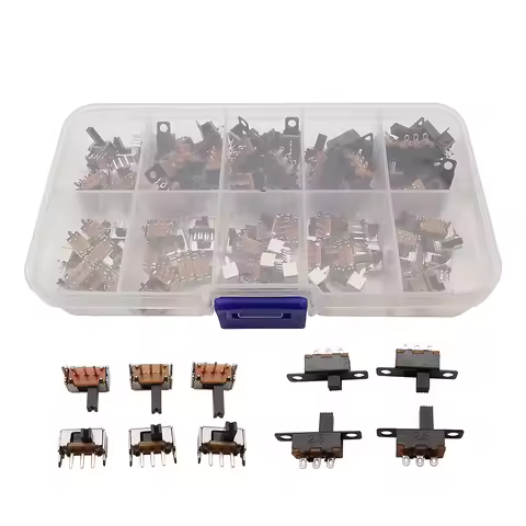 1 Box 2/3/4/5/6/7mm Micro Slide Switch SPDT 3Pin 2 Positions SS12F15 SK12D07 1P2T Small Toggle Mount