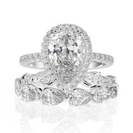 8*12 mm 4ct Radiant Cut White D Color High carbon diamond 925 Sterling Silver Engagement Ring Sets W