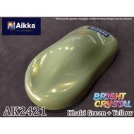 AIKKA AK2421 KHAKI GREEN + YELLOW 2K CAR PAINT ( Tambah Crystal Effect di atas wanra KHAKI GREEN )