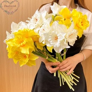 Dualswish 3 Pcs A Lot Artificial Daffodils Flowers Spring Silk Daffodils Artificial Flowers White Narcissus Flowers Fake Silk Flower Arrangement Home Wedding Decor Indoor Outdoor