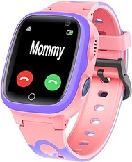 Wiwian Kids Smart Watch LBS Tracker, Waterproof Smartwatches with Two-Way Calling SOS Voice Chat Alarm Clock Class Mode No Disturb Camera Math Game for 3-12 Years Old Girls Boys (Pink)