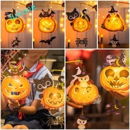 FUSIONEDGE Halloween Pumpkin Lantern, With Handle Handmade Halloween Lantern DIY, Handmade Material 