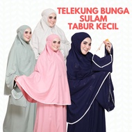 TELEKUNG PREMIUM COTTON KAIN SEJUK Sulam Bunga Tabur Kecil  Selesa dengan Beg Sejadah Mini