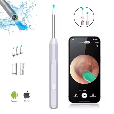 WIFI Visual Ear Cleaner Otoscope Camera with 6 LED Lights 3.9mm Mini Ear Wax Removal Camera Tool Tak