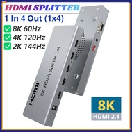8K 60Hz HDMI Splitter 1x4 4K 120Hz HDMI 2.1 Splitter 1 in 4 out Video Distributor HDMI Switch HDR HD