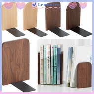 LEMONTRE 3PCS Bookends,  Wooden Non-slip Book Stand, Simple Thickened Desktop Bookshelf Students