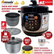 Primada Jumbo 8L Pressure Cooker NK8030 (1 NON STICK POT+ FREE 1 S/STEEL POT+ 1 MINI MULTI COOKER+1 