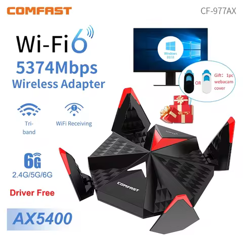 COMFAST 5400M USB 3.0 Wifi 6 Adapter 2.4G/5G/6G Game Wifi Receiver Dongle 4 Antena Para PC WPA3 Win1
