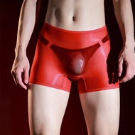 Men Aurora Oily Bright Boxer Ultra-Thin Transparent Silky Air-Feel Seamless Underwear