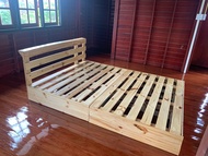 เตียงไม้พาเลท รุ่น ไม้ระแนง สูง 2 ชั้น ปิดข้างพิเศษ✨✨(ค่าจัดส่งทักแชทจ้า)