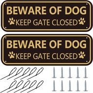 Beware of Dog Sign 2-Pack Keep Gate Closed Sign Dogs in Yard Sign Rust-free Aluminum Metal Yard Sign