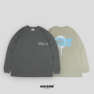 {AKZIN} Chain Embroidered Pocket Long TEE Short Wide Version Dropped Shoulder Oversize Trendy Street