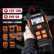 KONNWEI 12V 10A 24V 5A Automatic Car Battery Pulse Repair Tool AGM Gel Lithium Car Truck Battery Tester And Chargers Lead