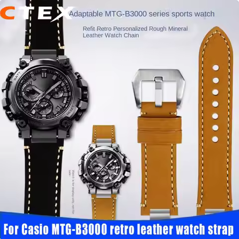 Quick release MTG B3000 retro leather watch strap For Casio MTG-B3000B/BD stainless steel adapter me