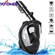 Yoomee Snorkel Full Face Mask Scubaหน้ากากดำน้ำป้องกันหมอกป้องกันการรั่ว180 ° มุมมองพาโนรามาหายใจอุป
