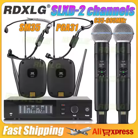 Top Quality!SLXD4/PGA31 SM35 Professional Dual Wireless Headset Microphone Stage Hypercardioid Conde