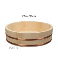 [Dolity2] Wood Sushi Rice Bowl Sushi Bucket Food Container Practical Cooling Bowl for Korean Bibimba