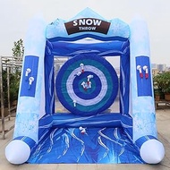 Blue Inflatable Snow Throwing Game Inflatable Ball Toss Target Dart Board 12 Axes+8 Toss Ball for Pa