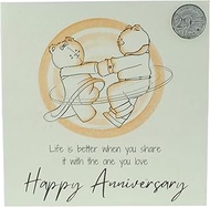 Cute 29th Wedding Anniversary Card, Dancing Bears – Free Metal 29th Anniversary Love Token Gift (gc-