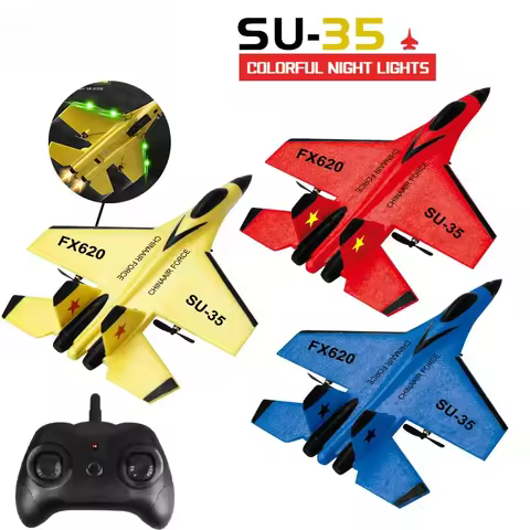 HOT RC Plane SU35 2.4G With LED Lights Remote Control Aircraft Model Glider EPP Foam Toys For Childr